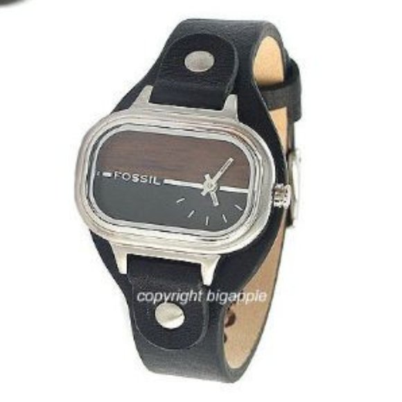 Fossil Black And Brown Face Black Leather Band Ladies Watch  -JR9717 -NWOT main image 6